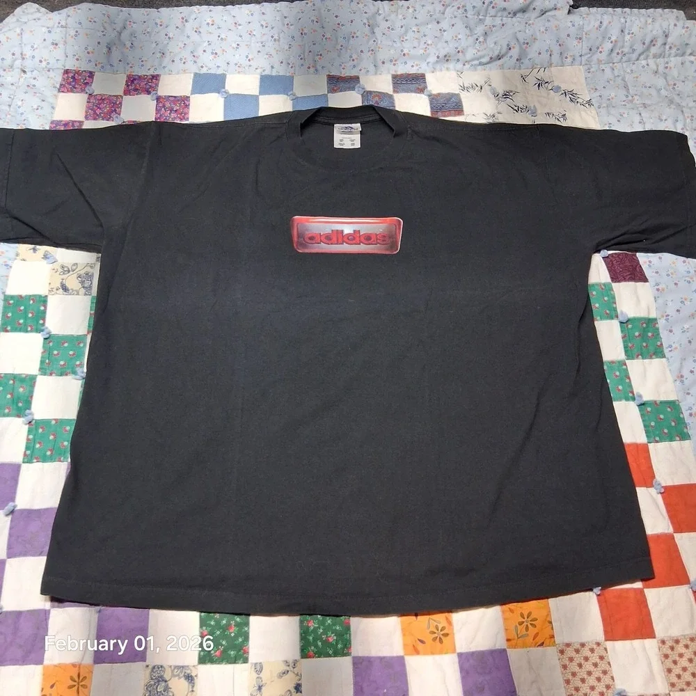 VTG Adidas Black T Shirt Size 2XL Short Sleeve EUC Relaxed Fit‎